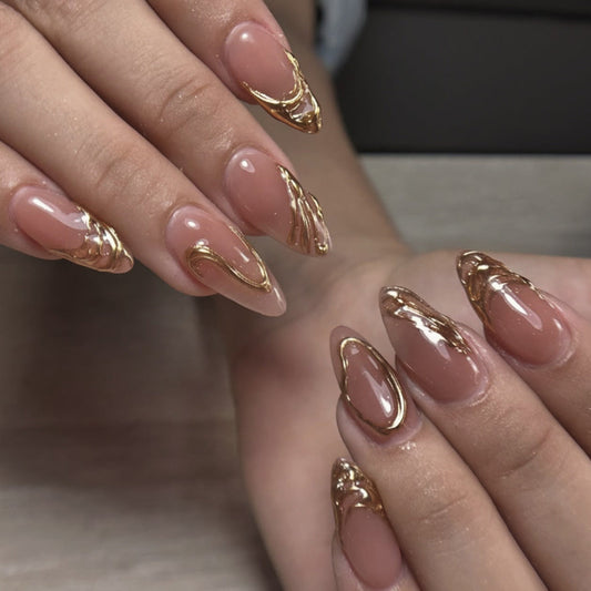 3D three-dimensional hot-selling short almond explosion press-on nails